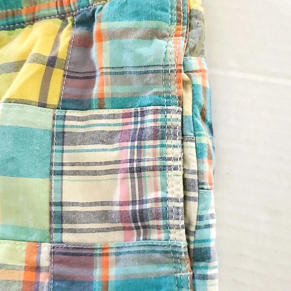 GAP Cream Madras Plaid Pastel Grandpa Beach Pool Swim Trunks Little Boys XL